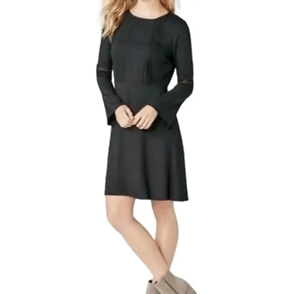 Justfab Black‎ Dress with Bell Sleeves And Cutouts On sleeves.